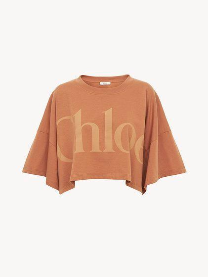 Cropped boxy logo T-shirt in cotton jersey Product Image