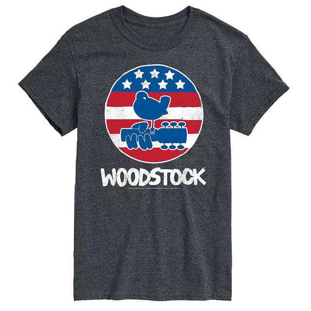 Big & Tall Woodstock Americana Graphic Tee, Mens Heather Grey Product Image