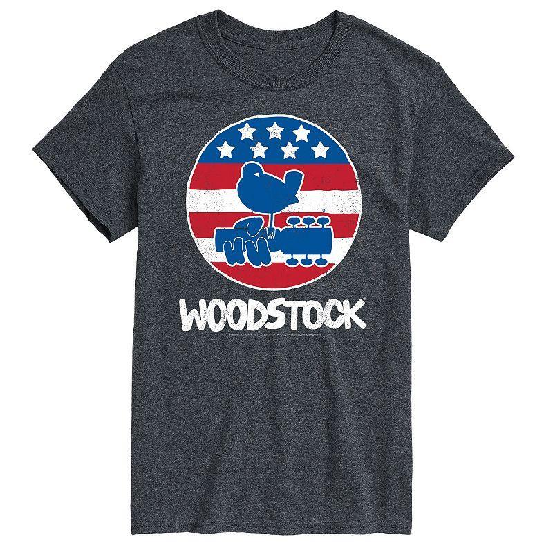 Big & Tall Woodstock Americana Graphic Tee, Mens Grey Product Image