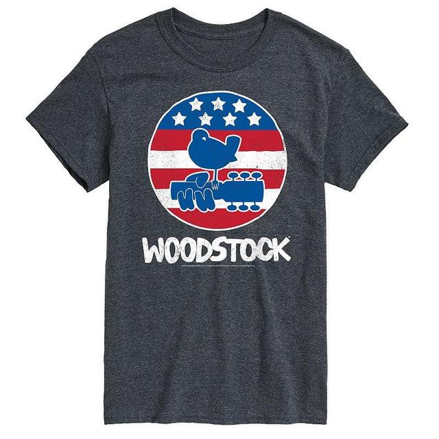 Big & Tall Woodstock Americana Graphic Tee, Mens Heather Grey Product Image