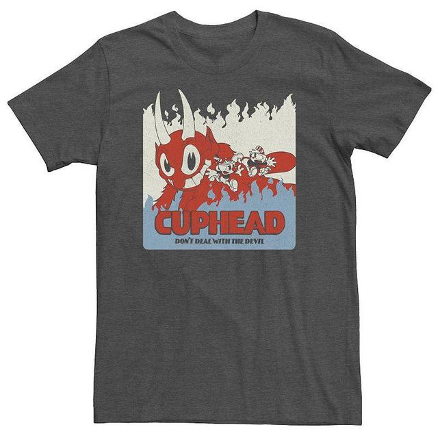 Big & Tall Cuphead Dont Deal With the Devil Vintage Poster Tee, Mens Grey Heather Product Image