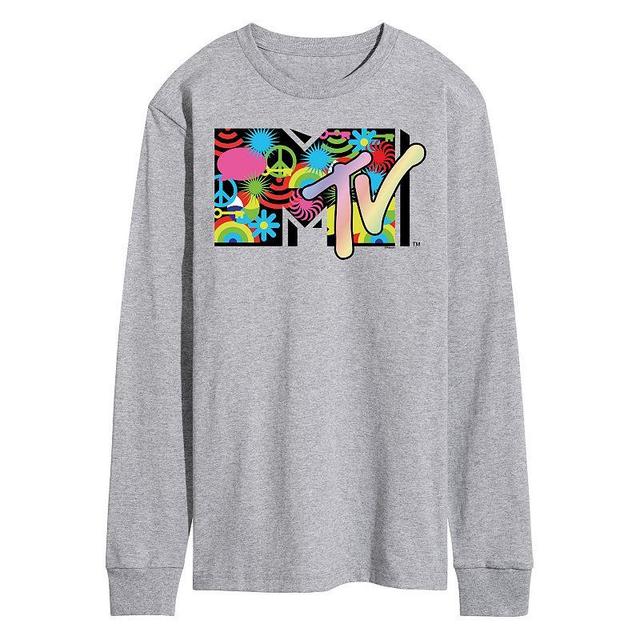 Mens MTV Icon Collage Logo Long Sleeve Graphic Tee White Product Image