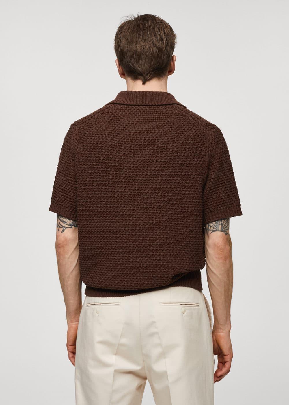 MANGO MAN - Braided knit polo shirt tobacco brownMen Product Image