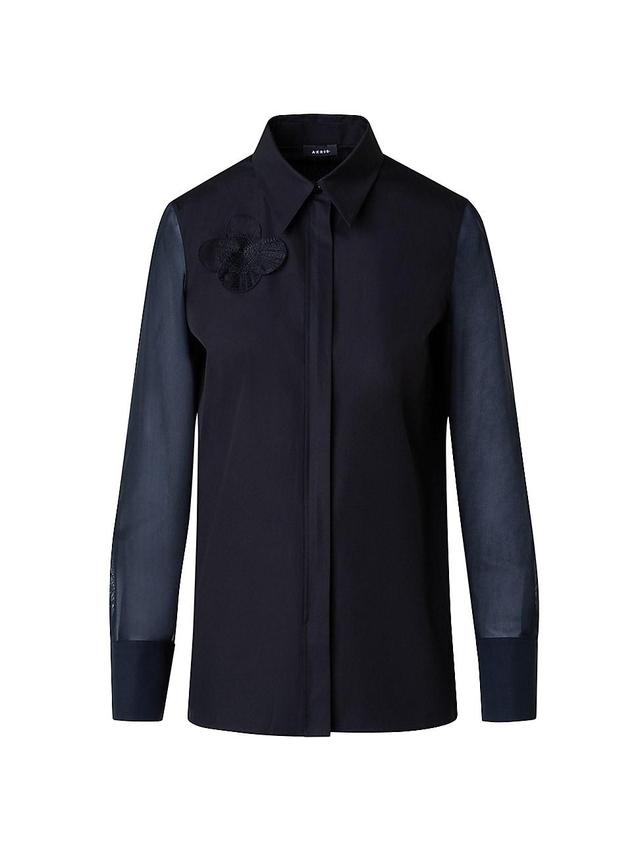 Womens Poppy Appliqu Cotton Voile Shirt Product Image