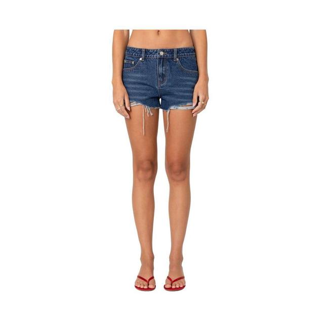 Edikted Womens Fern mid rise denim shorts Product Image