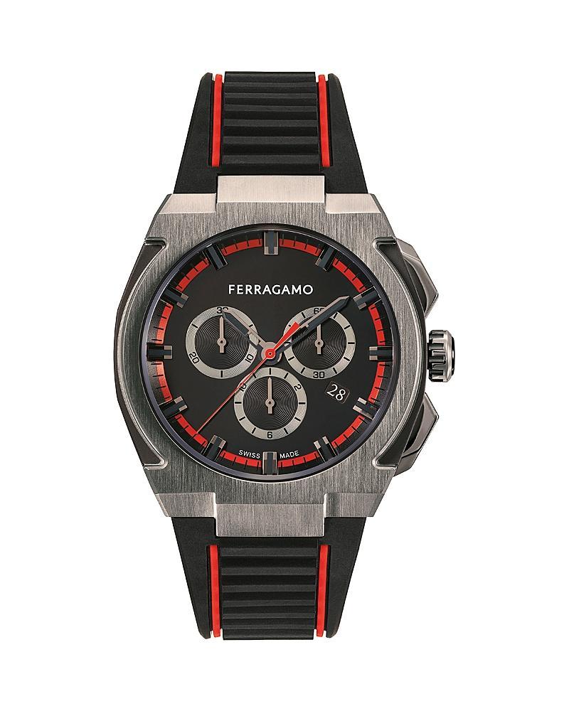 FERRAGAMO Supreme Chronograph Recycled Polyurethane Strap Watch, 43mm Product Image