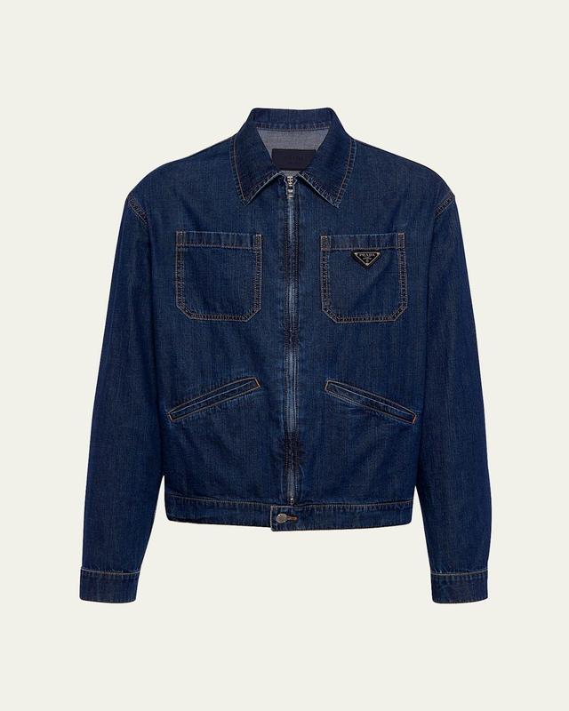 Mens Light Denim Zip Jacket Product Image