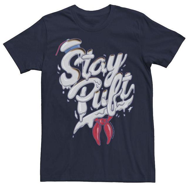 Mens Ghostbusters Stay Puft Marshmallow Man Style Font Tee Blue Product Image