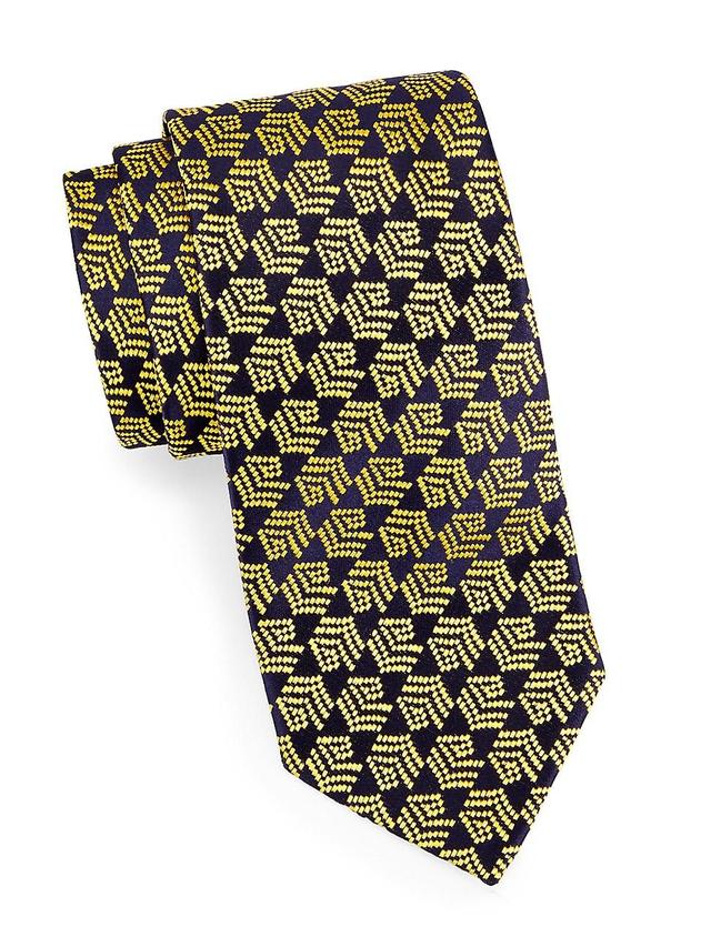 Mens Geometric Shaded Stripe Silk Jacquard Tie Product Image