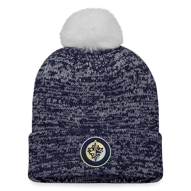 Womens Fanatics Branded Navy Winnipeg Jets Glimmer Cuffed Knit Hat with Pom, Jts Blue Product Image