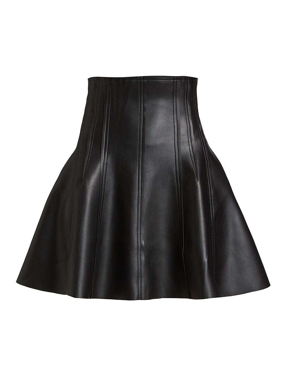 Grace Pleated Vegan Leather Mini Skirt Product Image