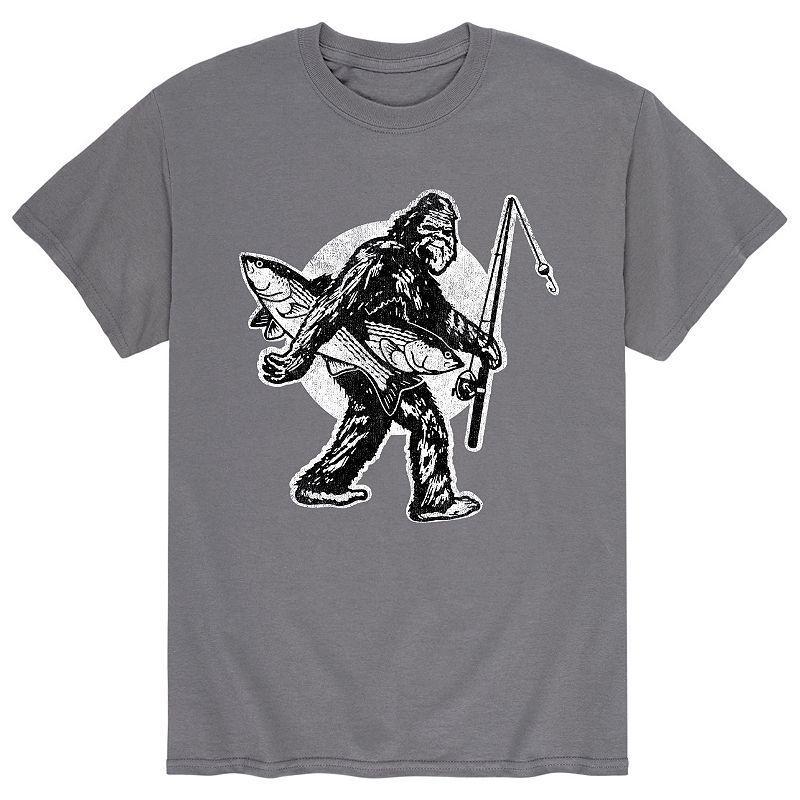 Mens Sasquatch Fishing Tee Grey Product Image