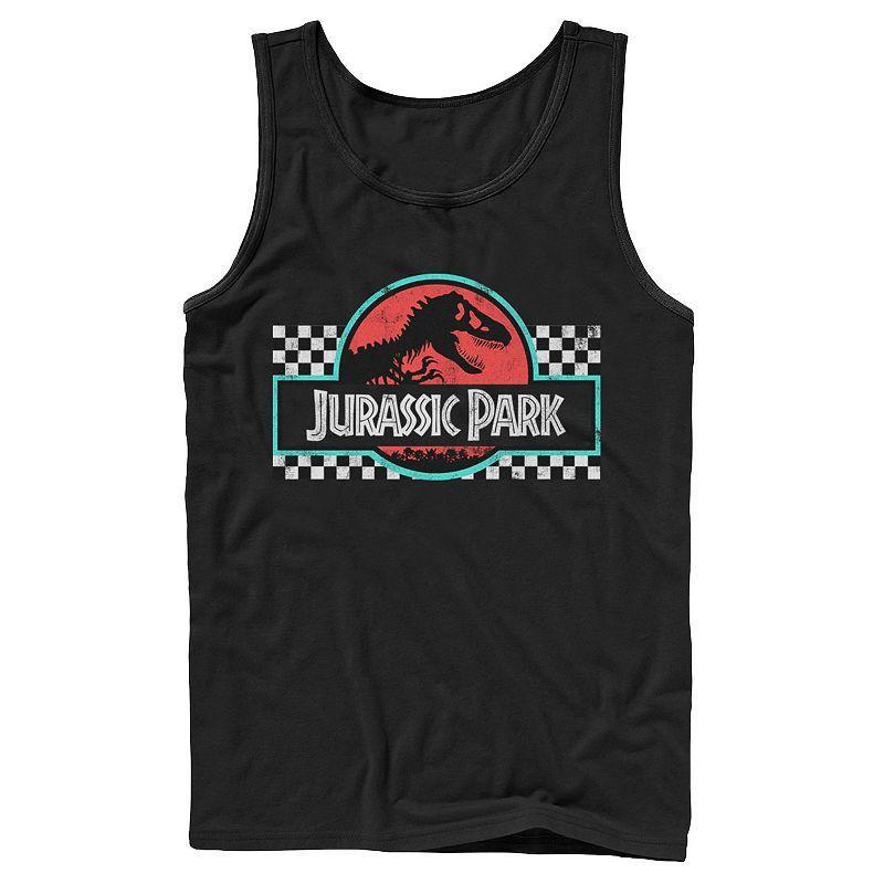 Mens Jurassic Park Retro Colors Checkered Logo Tank Top Product Image