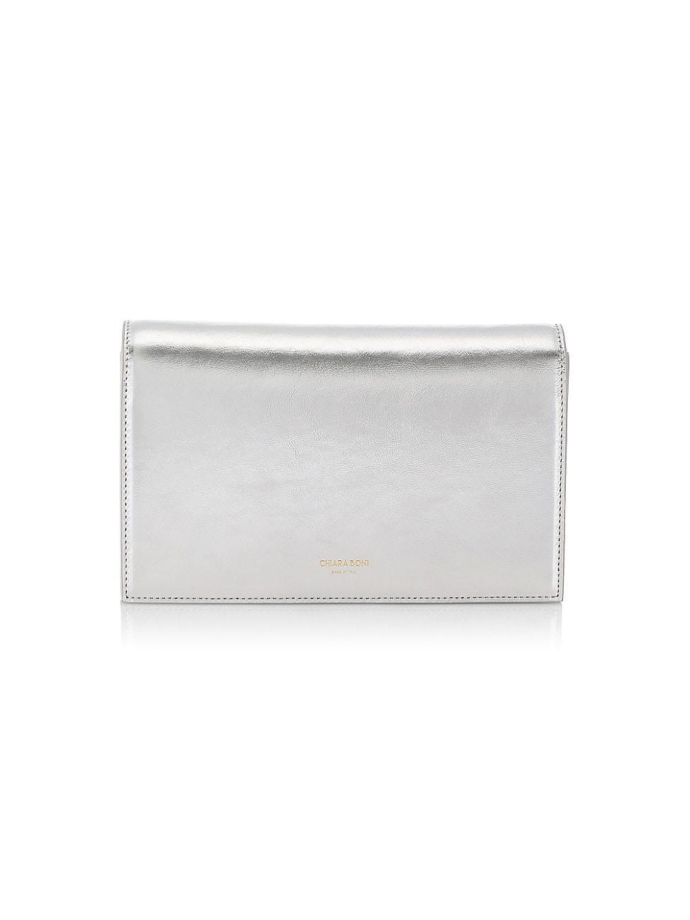 Womens Elena Laminato Metallic Leather Clutch Product Image