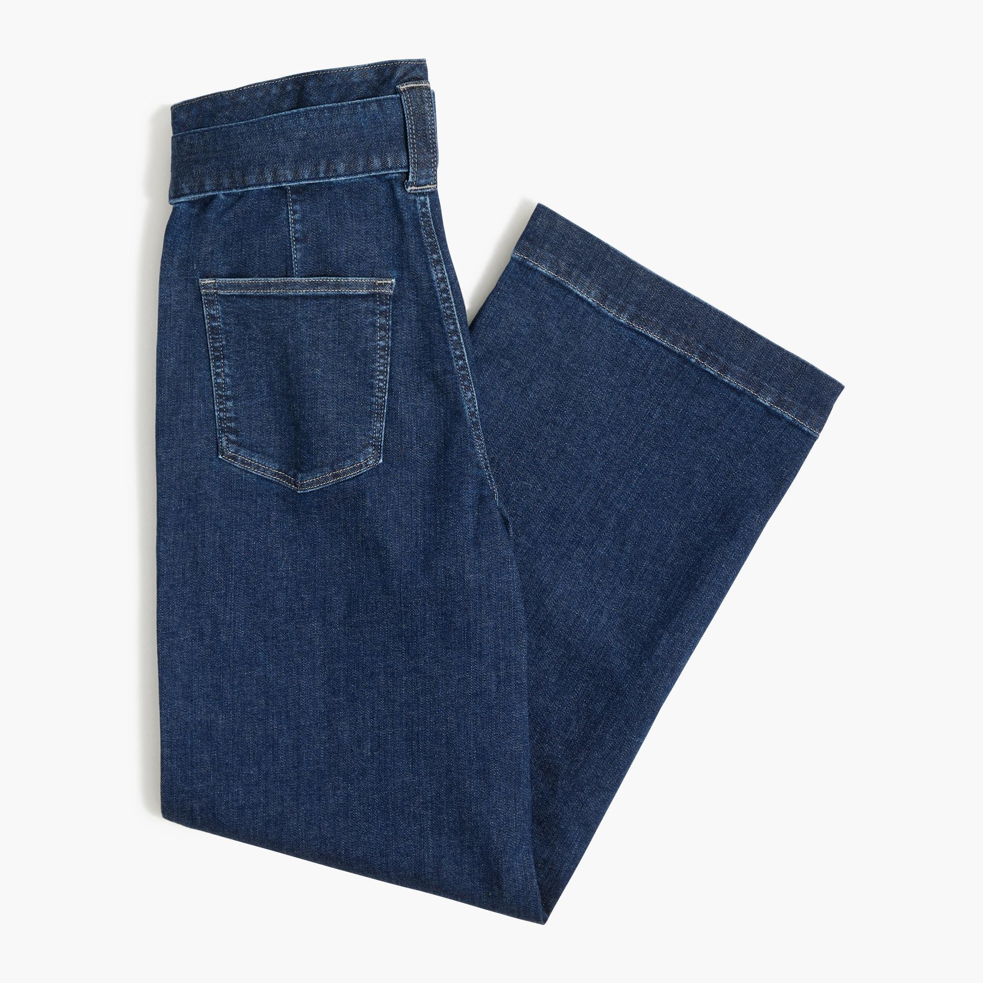 Wide-leg paper-bag denim trouser Product Image