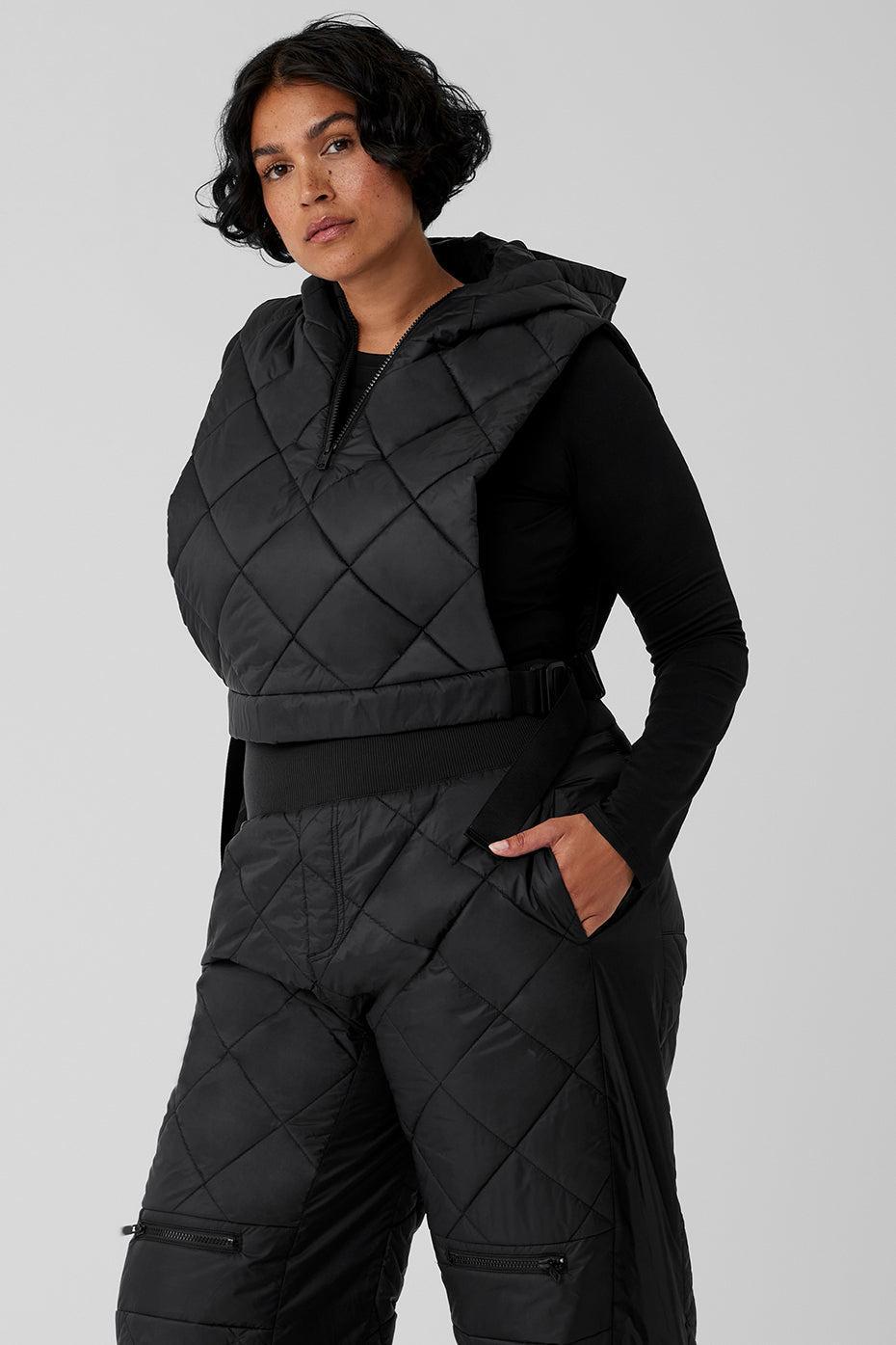 Cropped Snowrider Sleeveless Puffer Top - Black Female Product Image