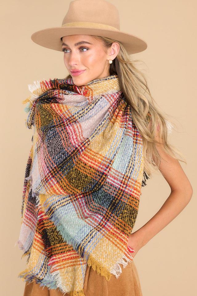 Heartwarming Smile Yellow Multi Plaid Scarf Product Image