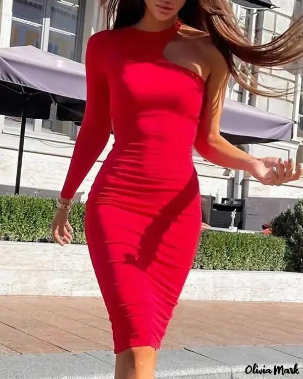 Olivia Mark – One Shoulder Cutout Bodycon Dress Product Image