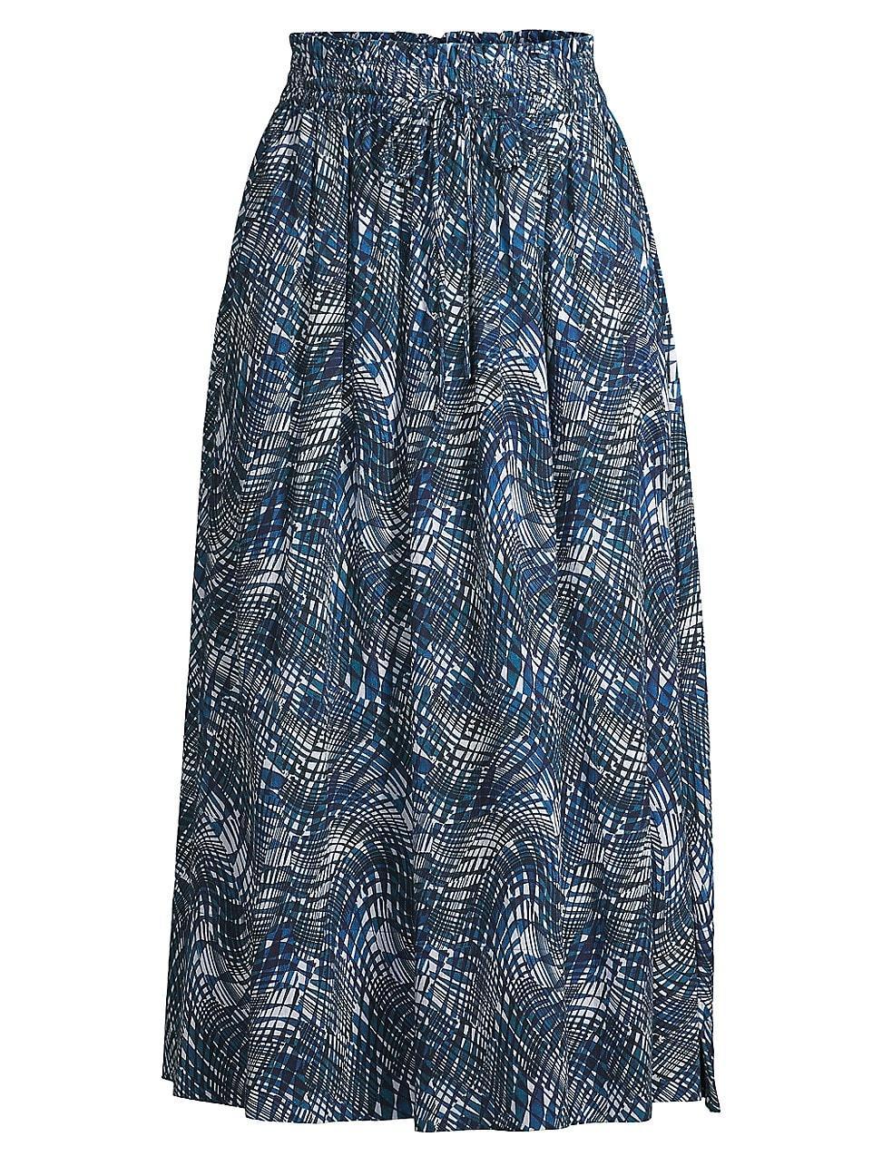 Womens Rachel Abstract-Print Cotton Midi-Skirt Product Image