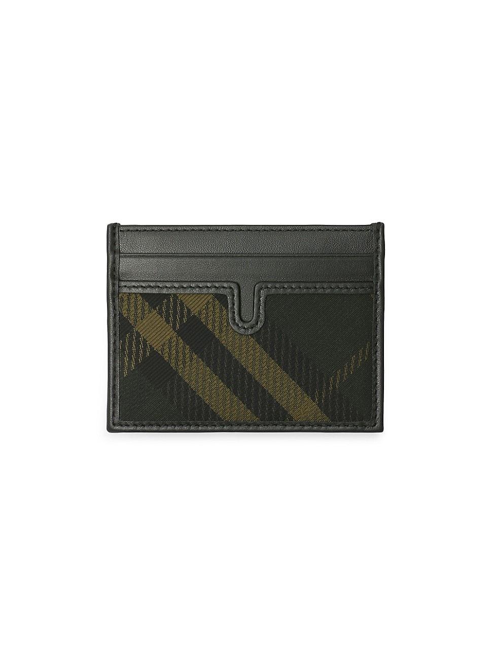 Mens Check & Leather Card Case Product Image