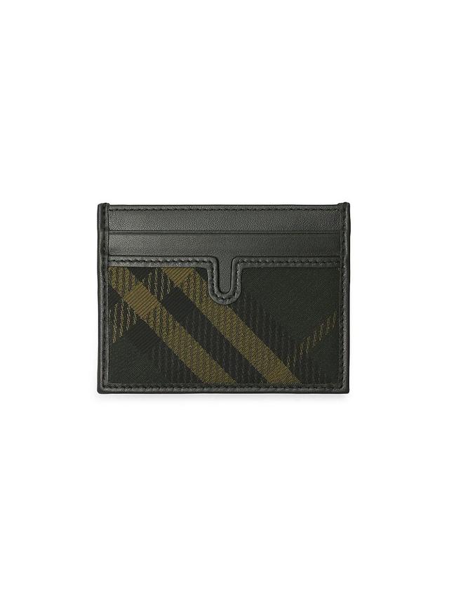 Mens Check & Leather Card Case Product Image