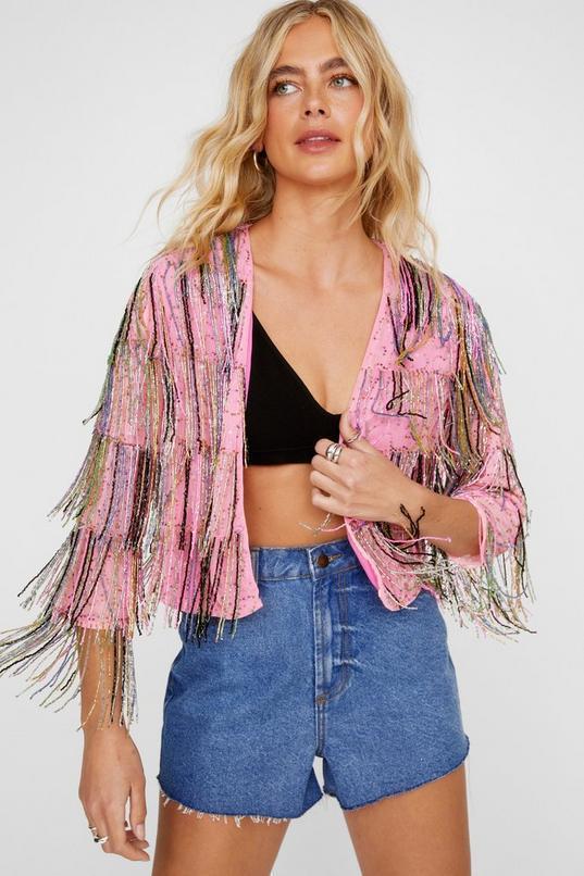 Tiered Tassel Multicolour Beaded Jacket Product Image