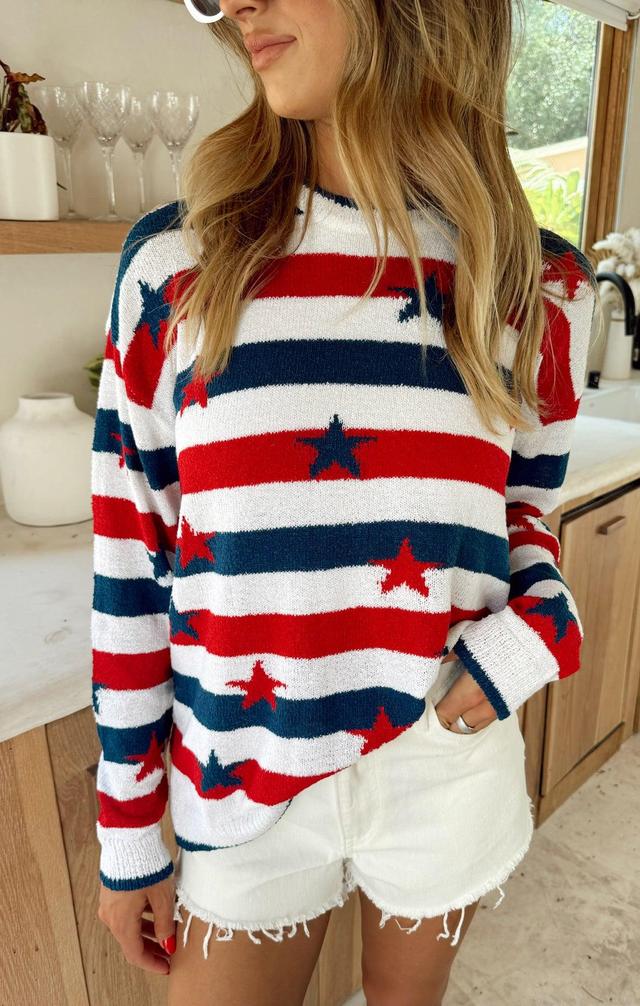 Go To Sweater ~ Star Spangled Stripe Knit Product Image