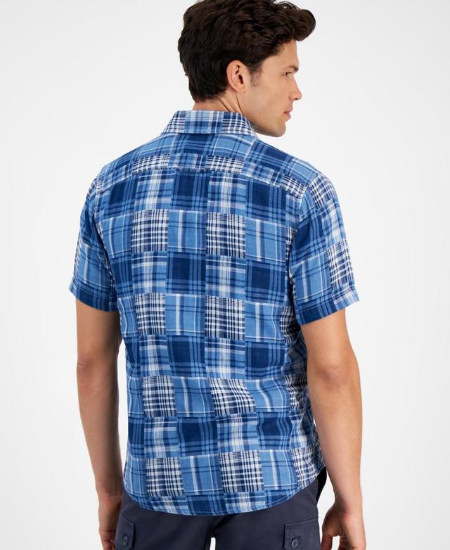 Sun + Stone Mens Baldwin Regular-Fit Patchwork Plaid Button-Down Shirt, Created for Macys Product Image