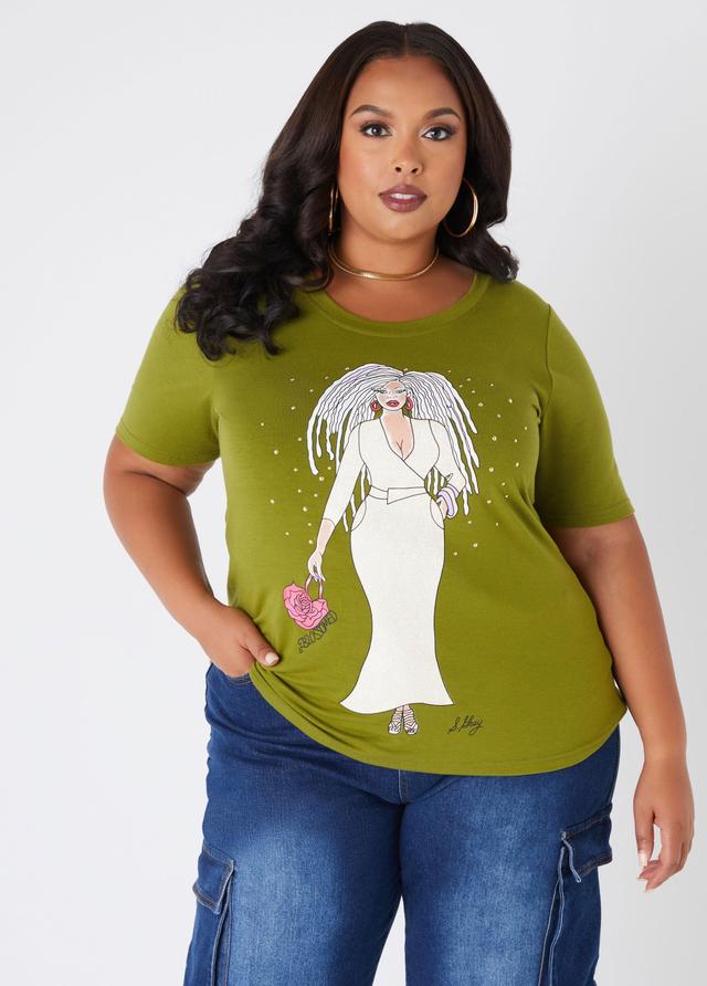 Plus Size Sheila Gray Blossomed Graphic Tee Ashley Stewart Product Image