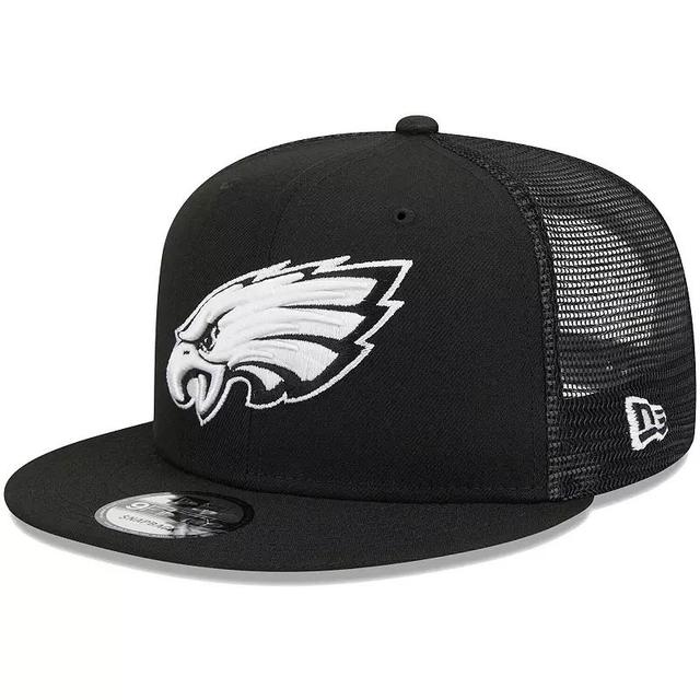 Mens New Era Black Philadelphia Eagles  Main Trucker 9FIFTY Snapback Hat Product Image