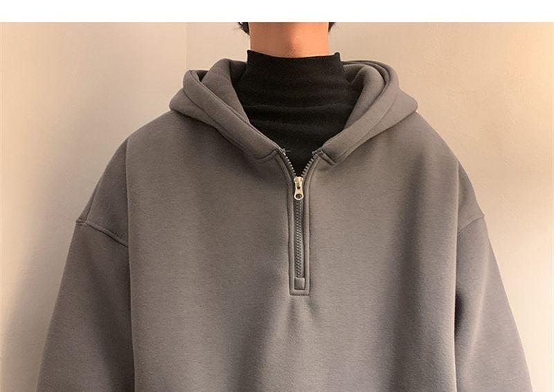 Plain Half-Zip Hoodie Product Image