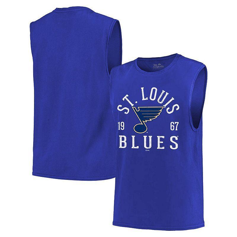 Mens Majestic Threads Blue St. Louis Blues Softhand Muscle Tank Top Product Image