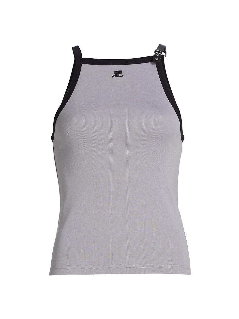 Womens Buckle Stap Cotton Tank Product Image