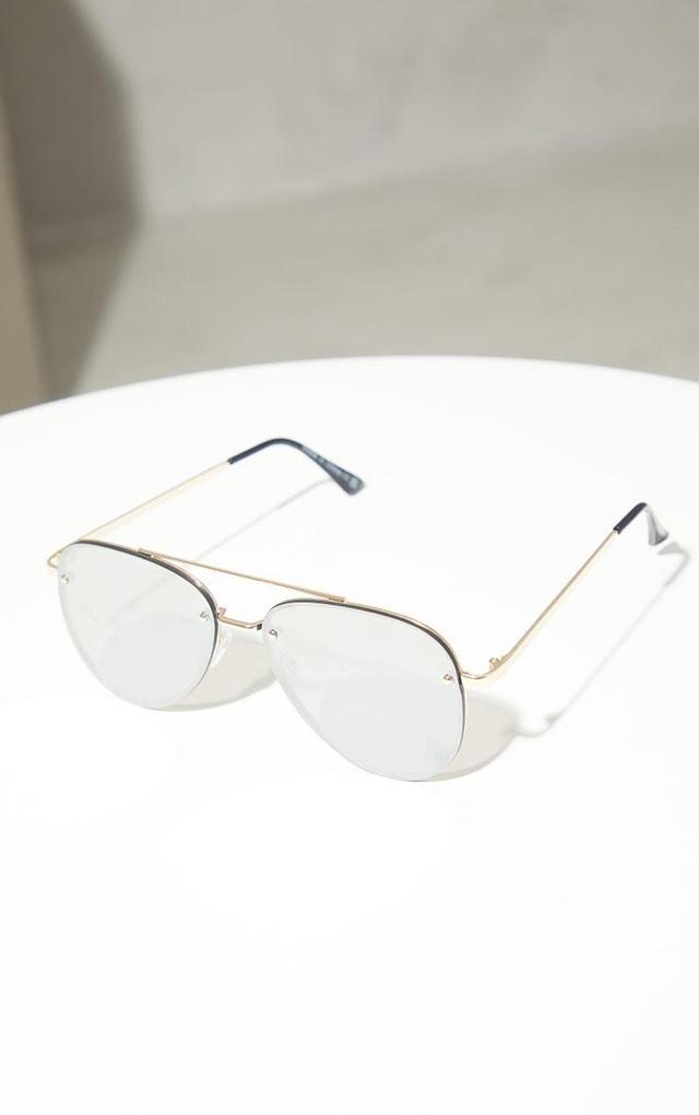 Silver Mirrored Aviator Sunglasses Product Image