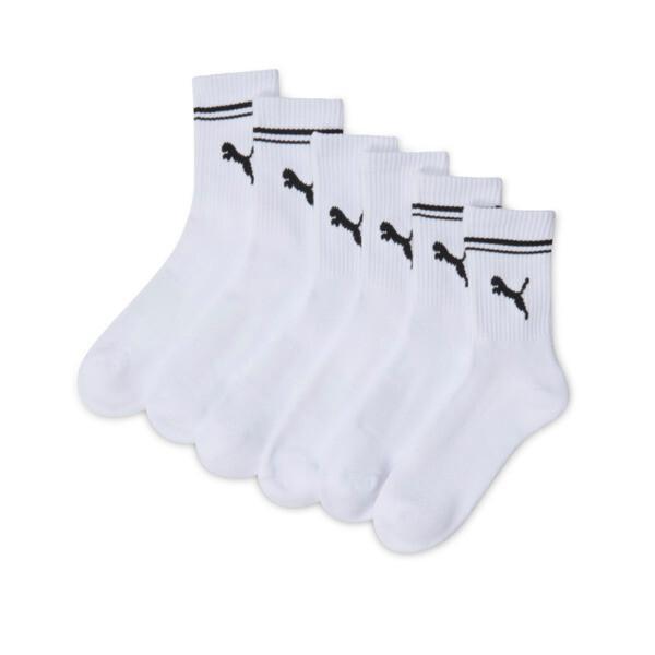 PUMA Women's Half-Terry Crew Socks (3 Pairs) in White/Black Product Image