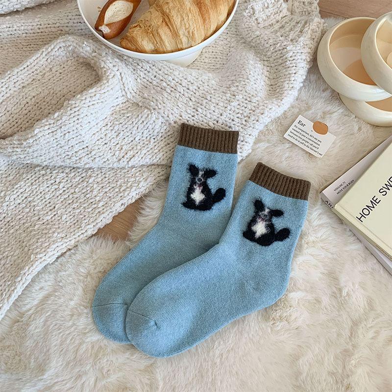 Dog Print Contrast Trim Socks Product Image