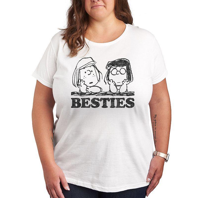 Plus Peanuts Patty & Marcie Besties Graphic Tee, Womens Grey Gray Product Image