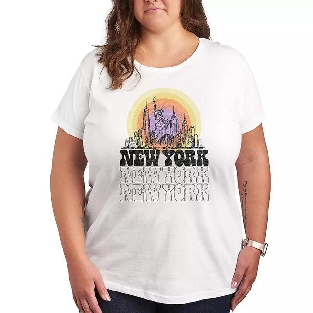 Plus Size New York Vintage Graphic Tee, Womens Grey Gray Product Image