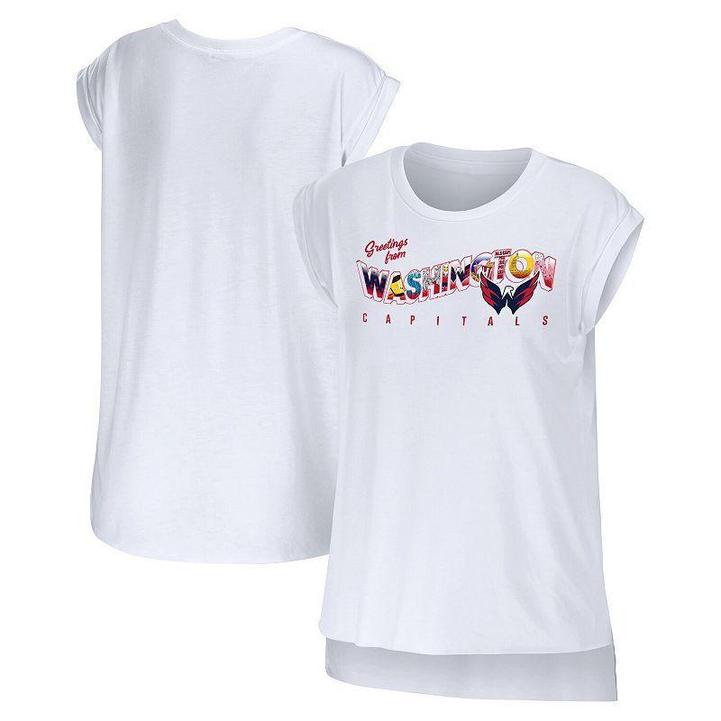 Womens WEAR by Erin Andrews Washington Capitals Greetings From Muscle T-Shirt Product Image