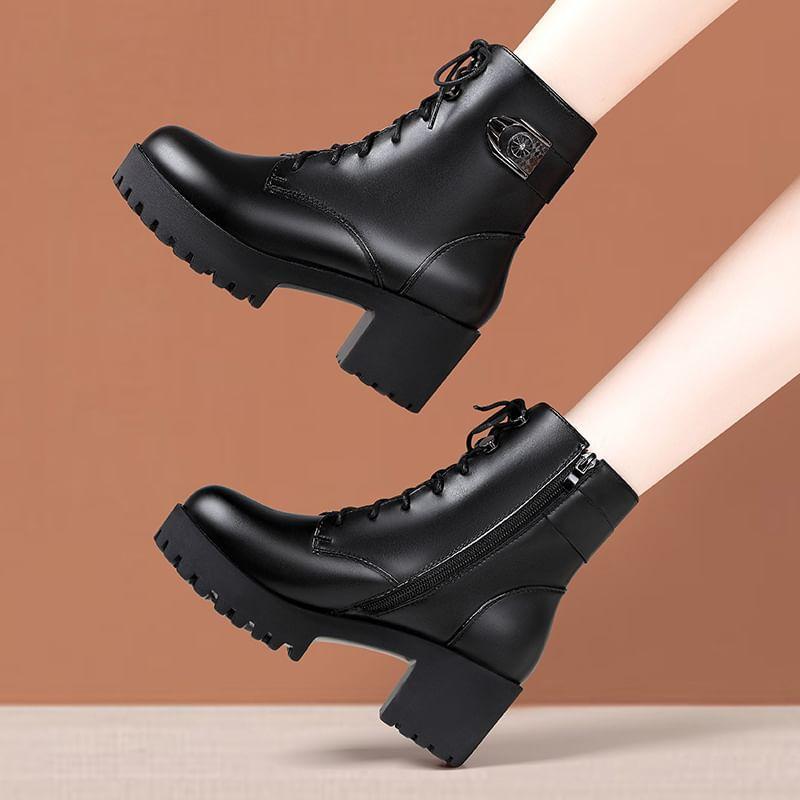 Faux Leather Platform Short Boots Product Image