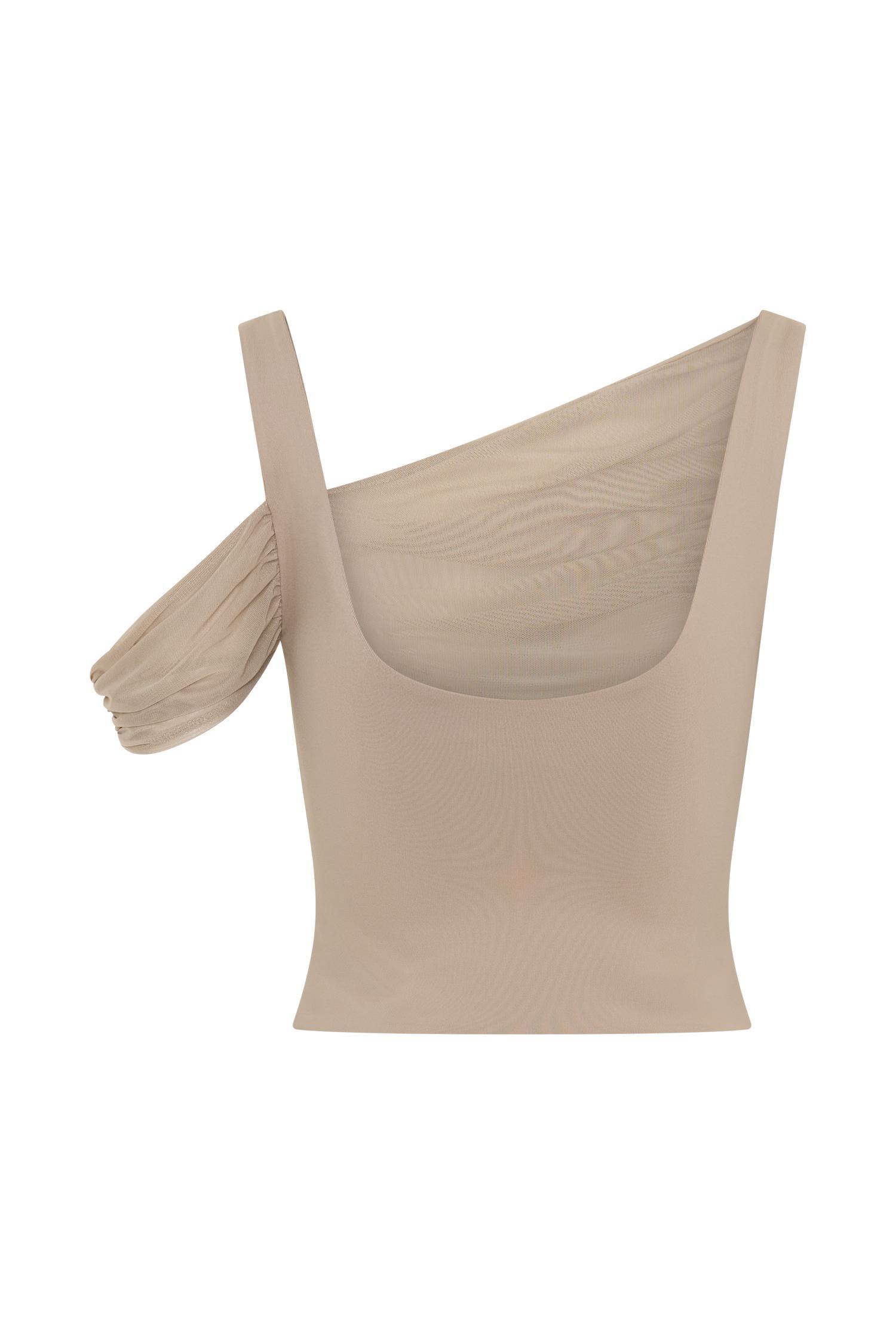 Jules Recycled Nylon And Mesh Sleeveless Top - Taupe Product Image