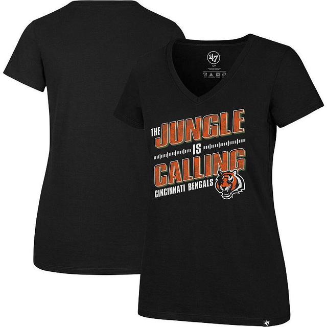 Womens 47 Brand Black Cincinnati Bengals Team Regional Ultra Rival V-Neck T-shirt Product Image