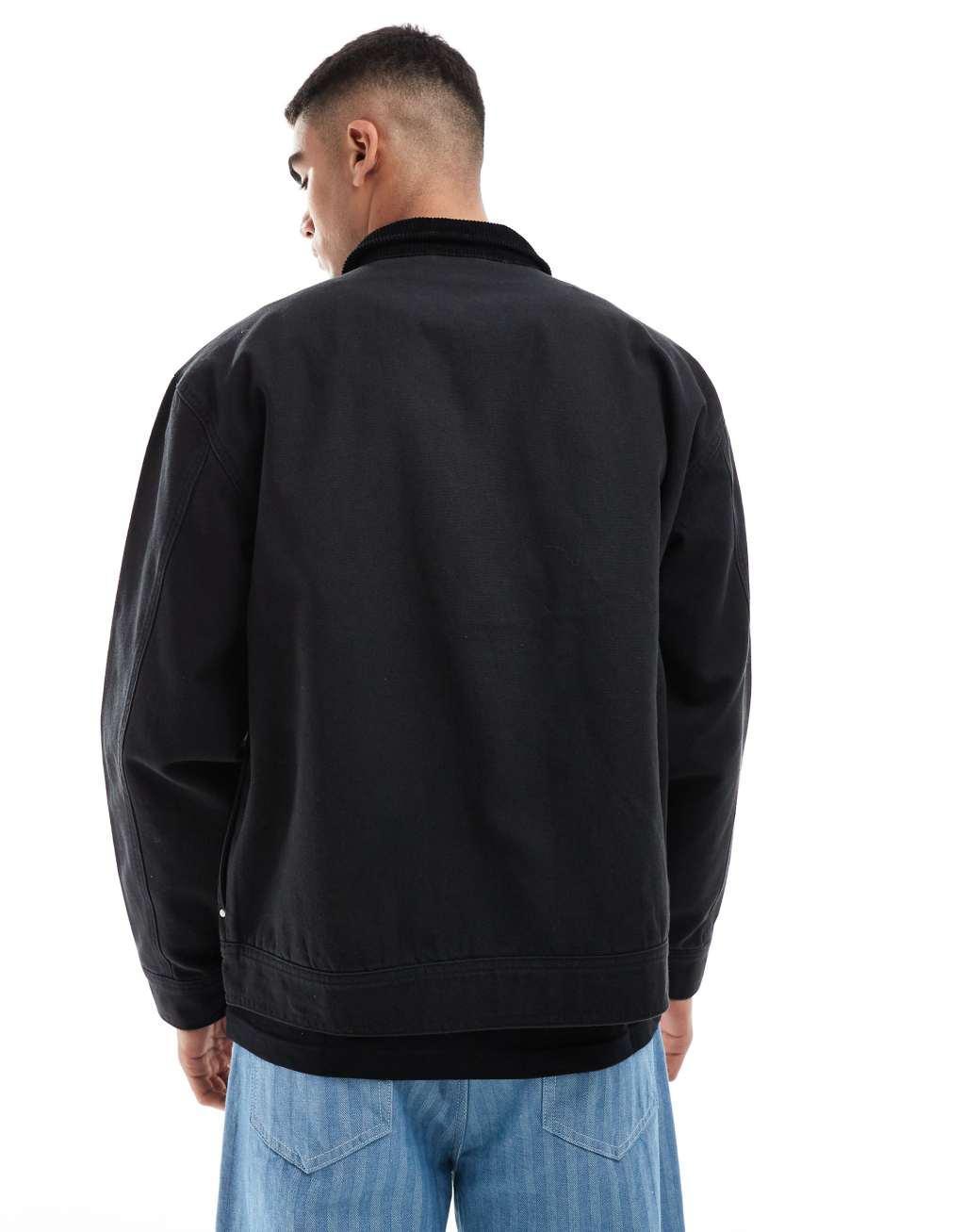 ASOS DESIGN oversized harrington jacket in washed black Product Image