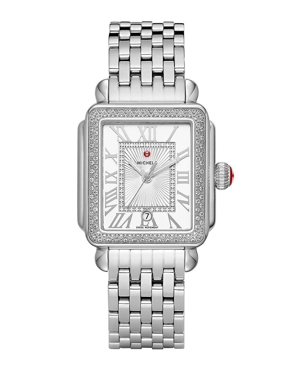 MICHELE Deco Madison Diamond Dial Two-Tone Bracelet Watch, 33mm Product Image