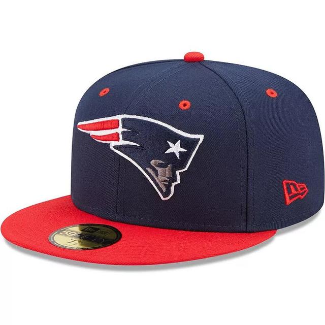 Mens New Era /Red New England Patriots Two-Tone Flipside 59FIFTY Fitted Hat Blue Product Image