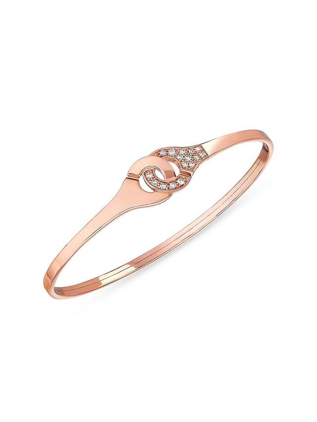 Womens Menottes Diamond 18K Rose Gold Inerlocking Bangle Product Image