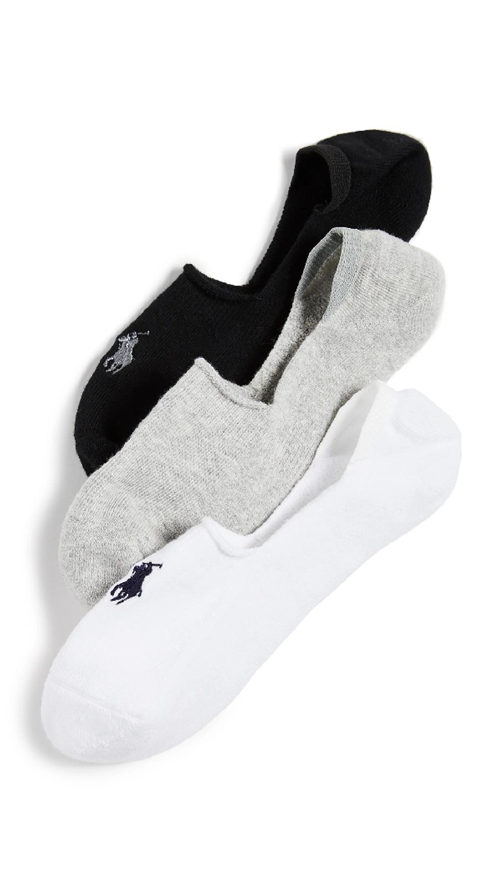 POLO RALPH LAUREN Men's 3-pk. Sneaker Liner Socks In Black,grey,white Product Image