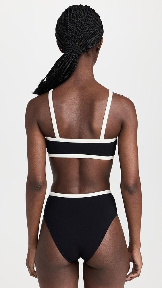 Lisa Marie Fernandez Bandeau High Waist Bikini Set with Piping | Shopbop Product Image