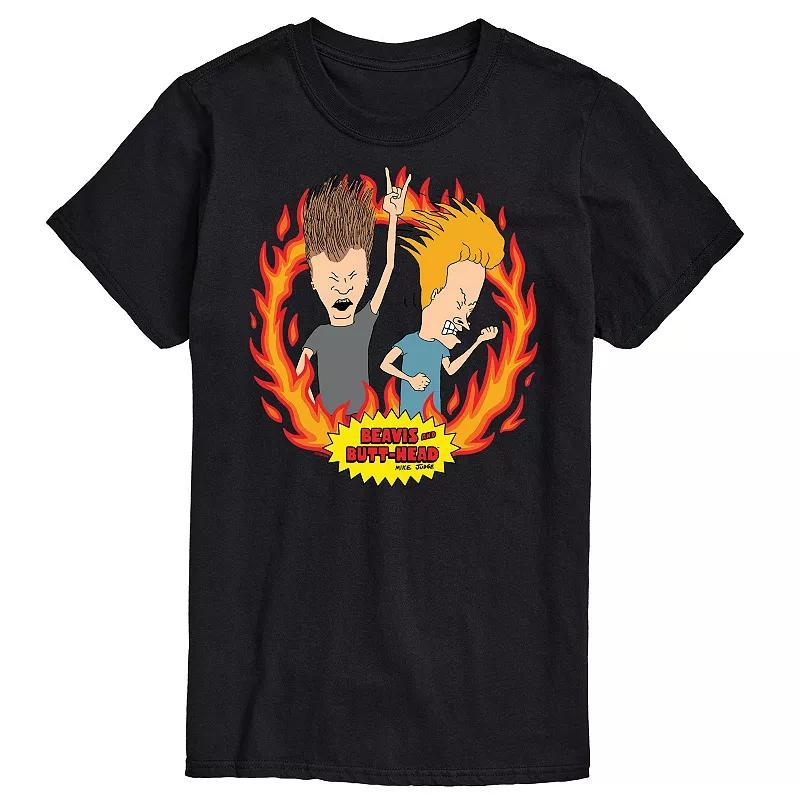 Big & Tall Beavis & Butthead Rock Flames Tee, Mens Product Image