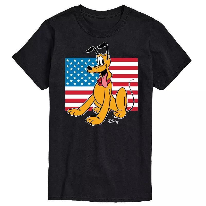 Disneys Pluto Big & Tall USA Flag Graphic Tee, Mens Product Image